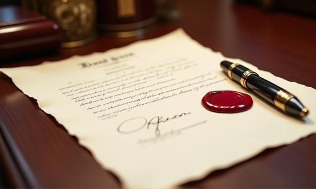 Official legal document with a wax seal on a wooden desk representing Feral Clause authority